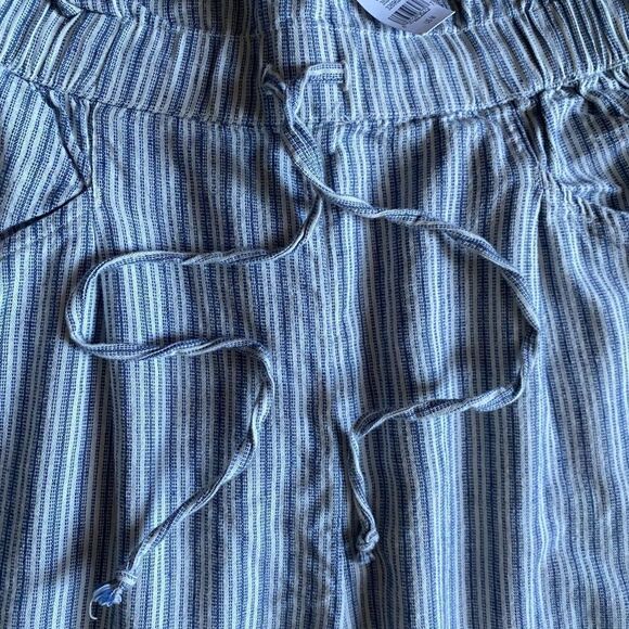 American Eagle Pants Linen Cotton Blend Stripes Drawstring Waist New Size Medium - Picture 5 of 10